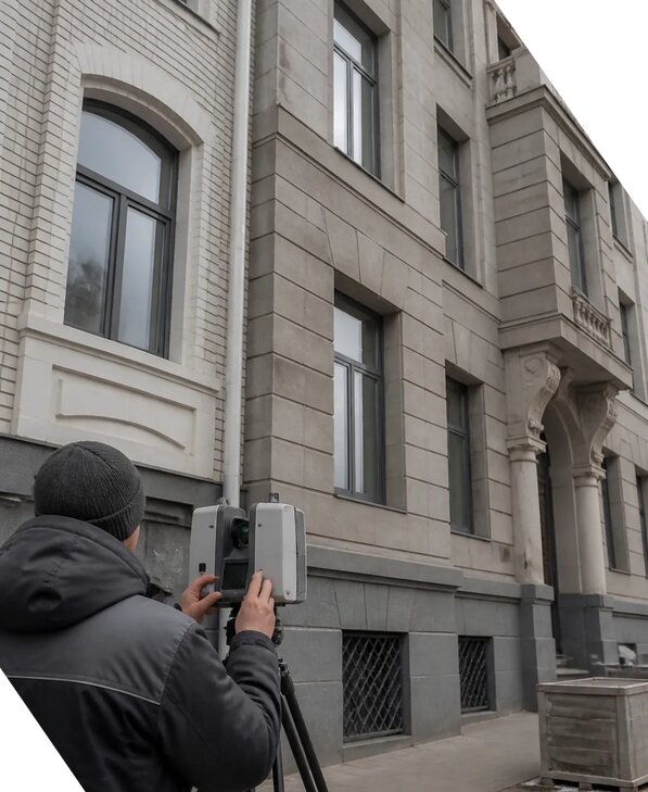 Лазерное сканирование фасадов зданий для обследования в Конаково